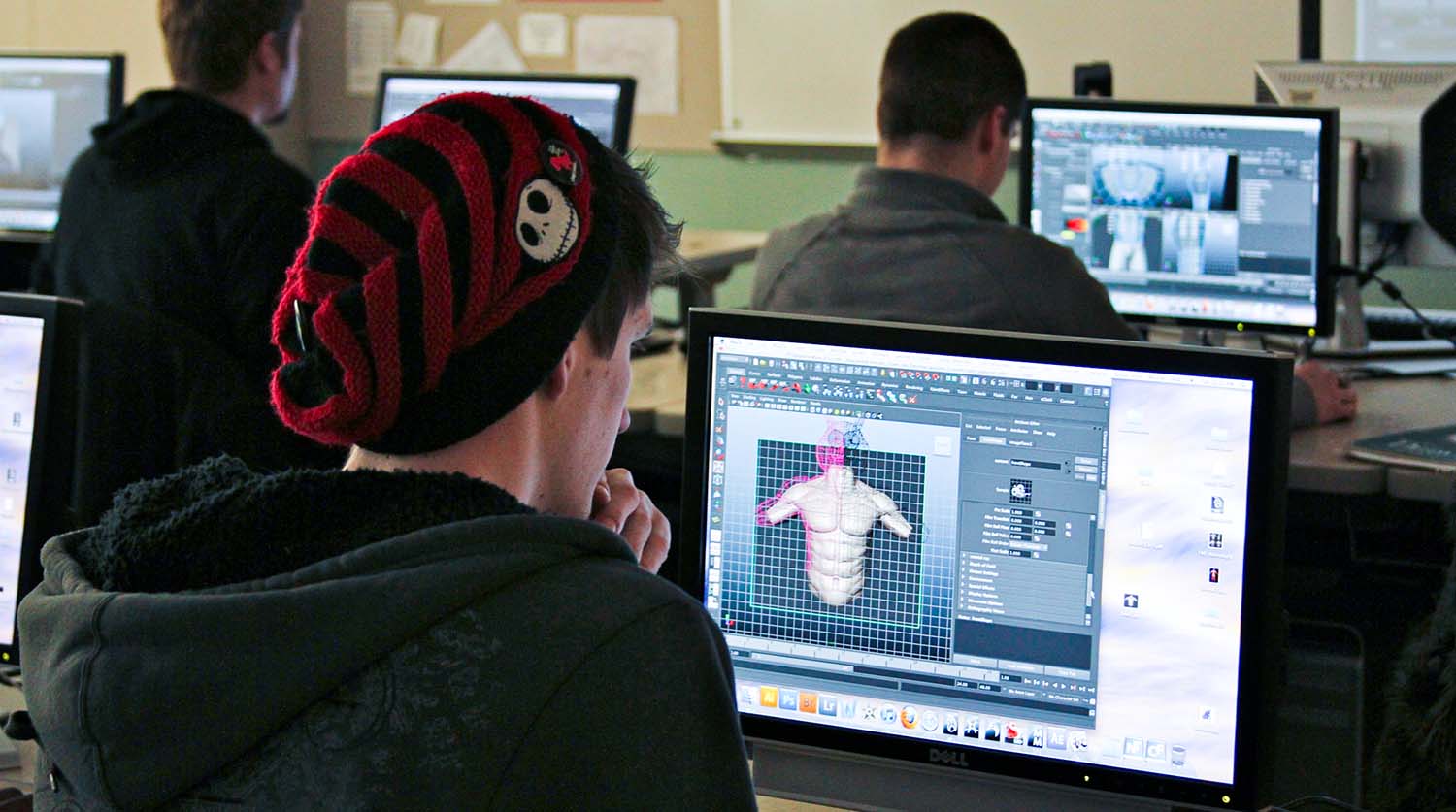 student at computer