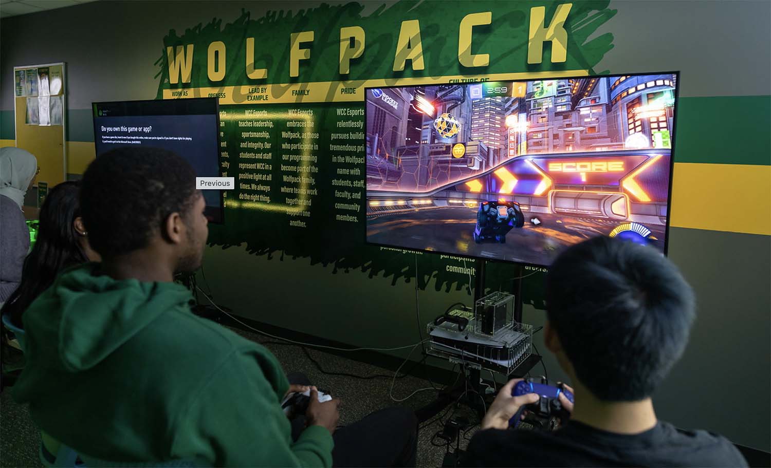 students playing video game