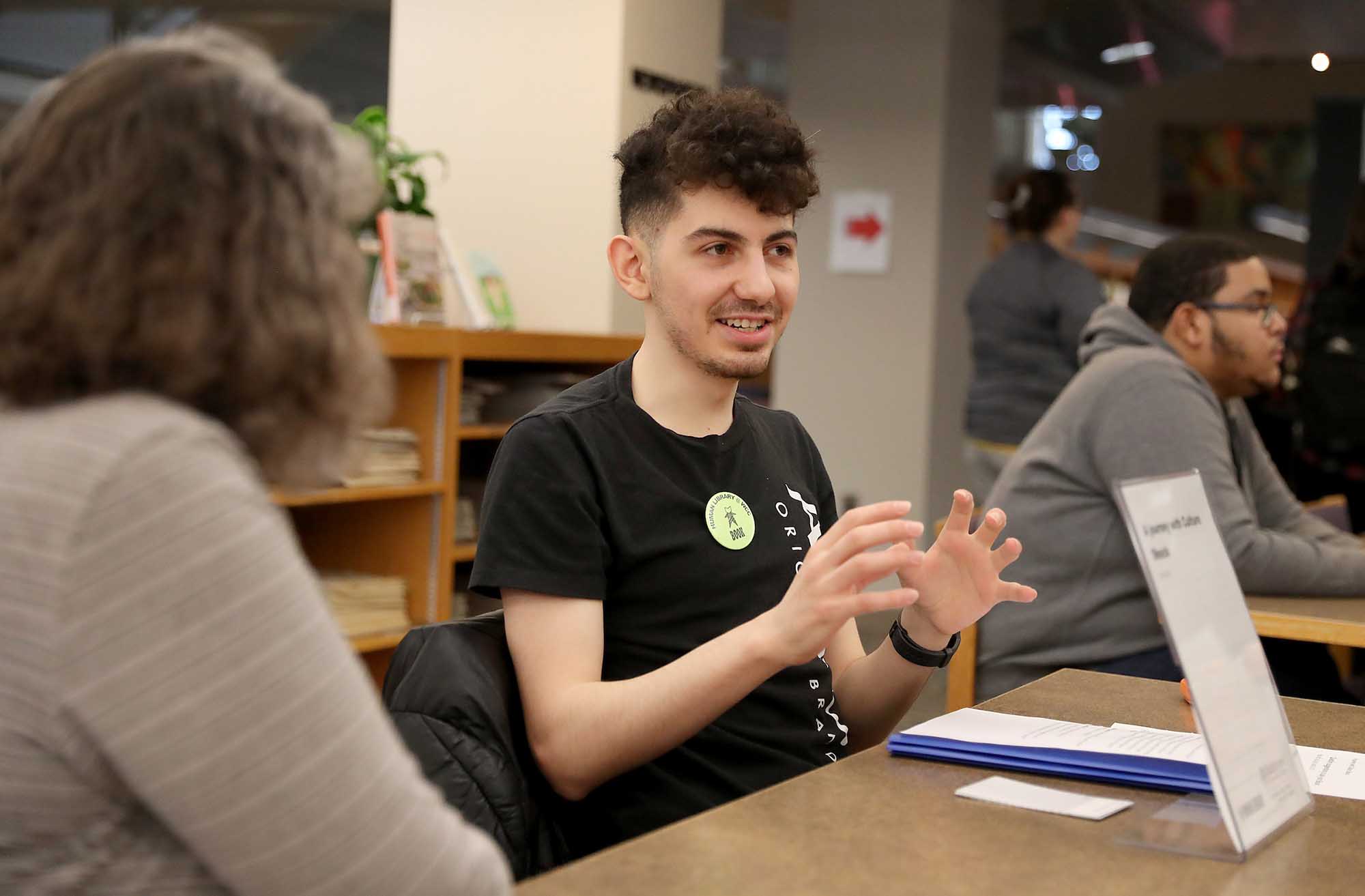 student talking
